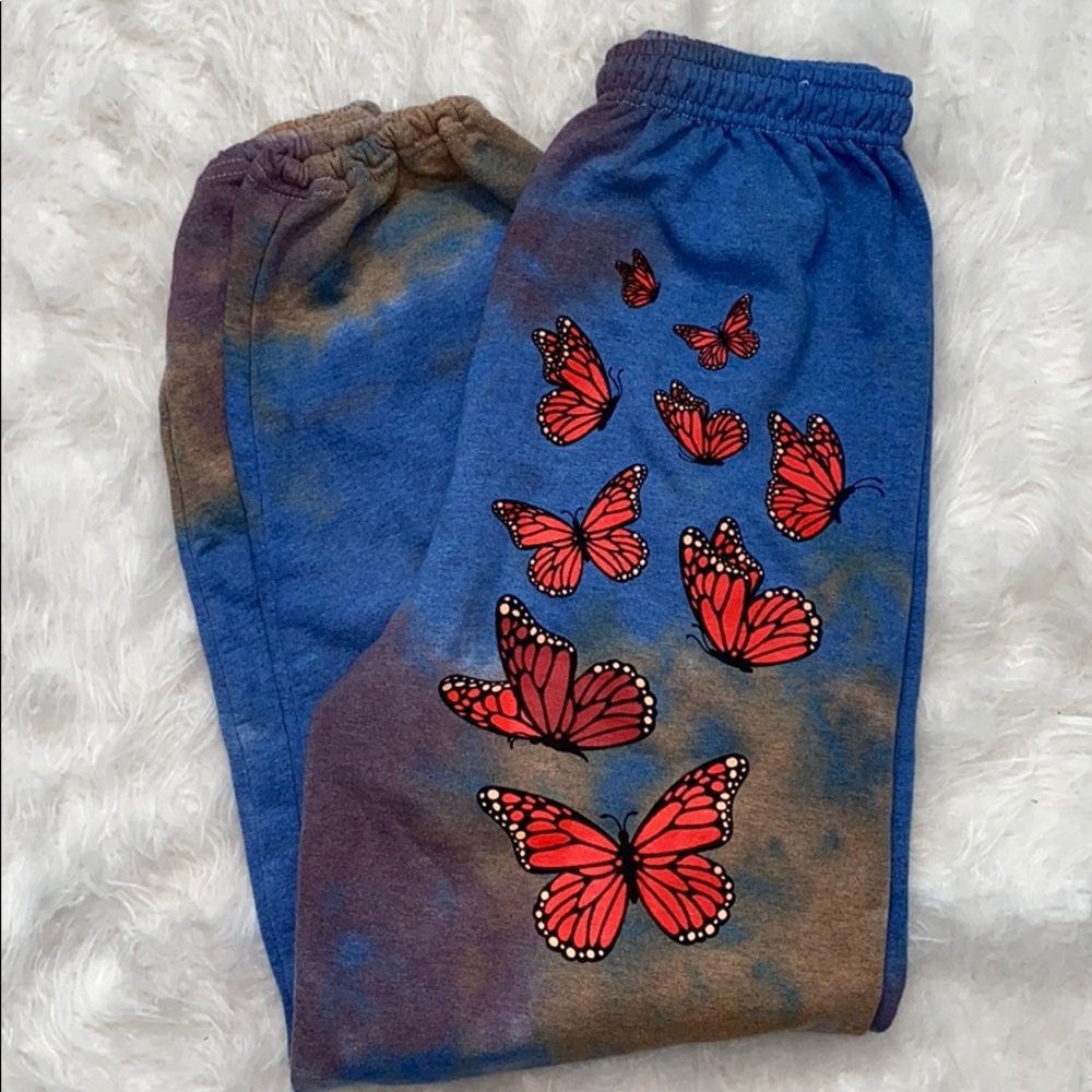 Butterfly tie dye sweatpants